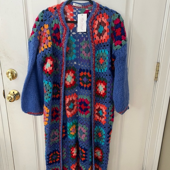 Tina Demel Granny Square Crochet Cardigan NWT